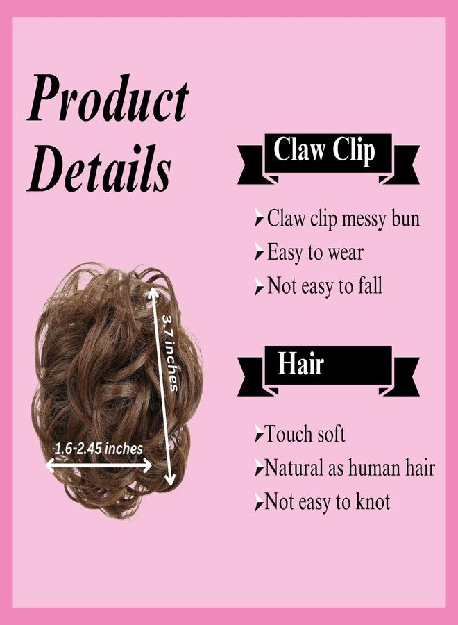 JuvaBun Claw Clip Messy bun -Light Brown | Hair Pieces for Women | Wavy Curly Hair Bun Clip in Claw Chignon Hairpieces | Hair bun extension Everyday Wear | Synthetic Hair Bun Scrunchie | Light Brown - Image 4